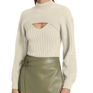 Jonathan Simkhai Women's XS Elkie Mixed-Knit Sweater in Ivory